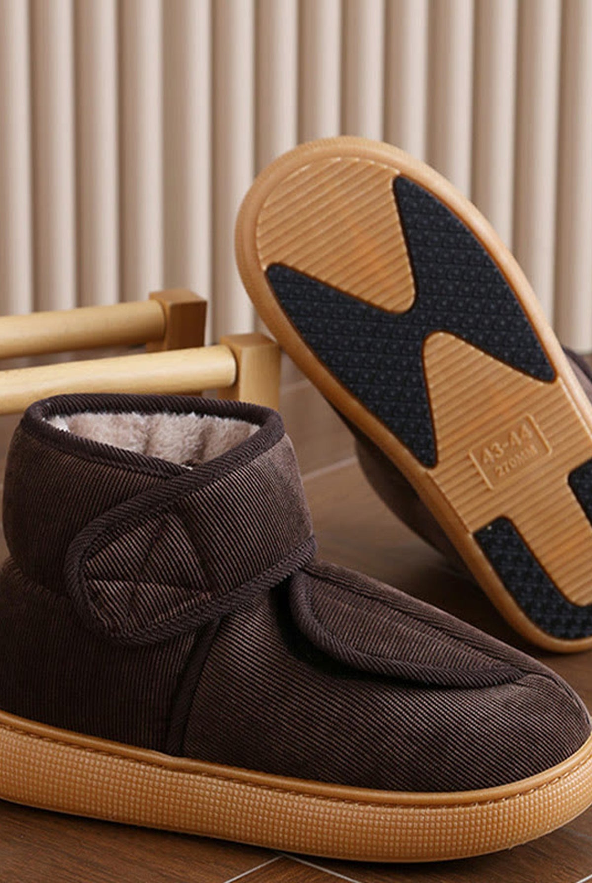Fleece-Lined Ankle Slippers in Blue — side