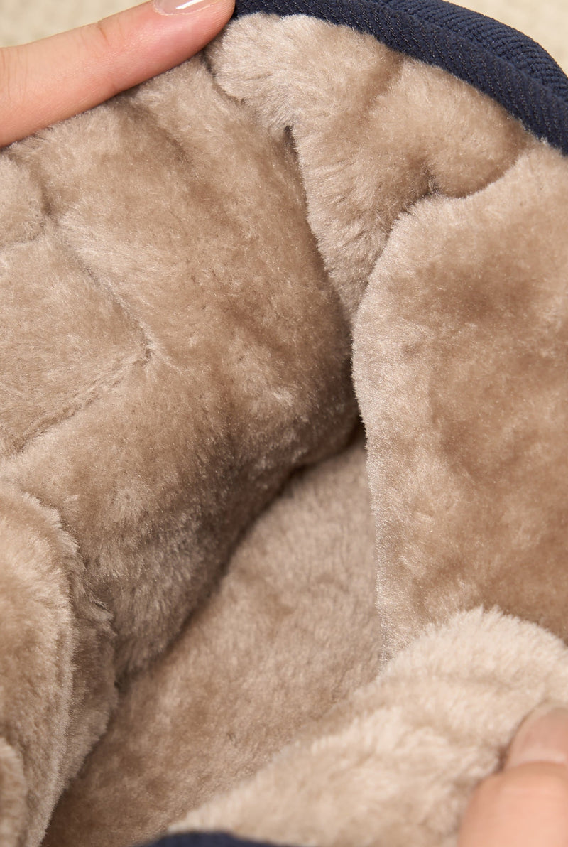 Fleece-Lined Ankle Slippers in Blue — detail