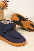 Fleece-Lined Ankle Slippers in Blue — front view