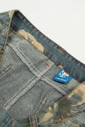 Floral Wide-Leg Jeans in Blue — detail