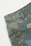 Floral Wide-Leg Jeans in Blue — detail