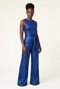 Blue High Neck Wide-leg Formal Jumpsuit - Photo 4