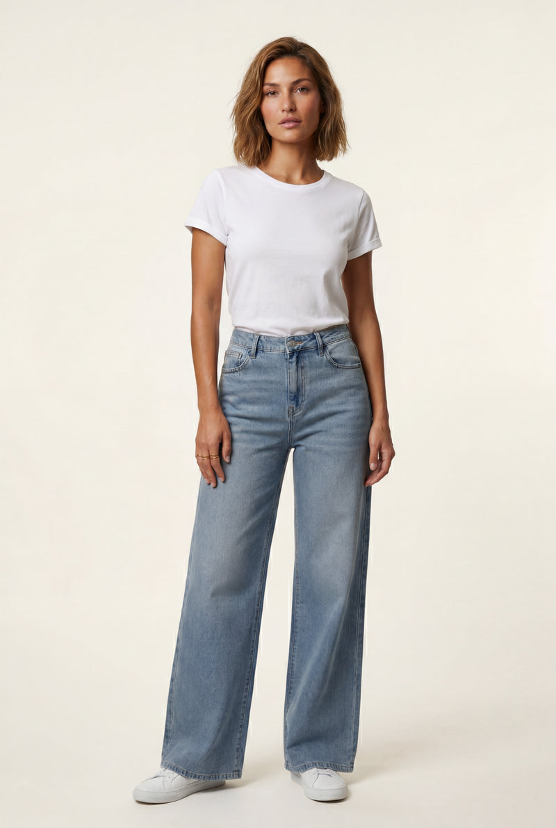 Blue High-rise Wide Leg Vintage Look Jeans - Wide leg jeans - Photo 1