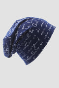 Jersey Knit Slouch Beanie in Blue — studio front