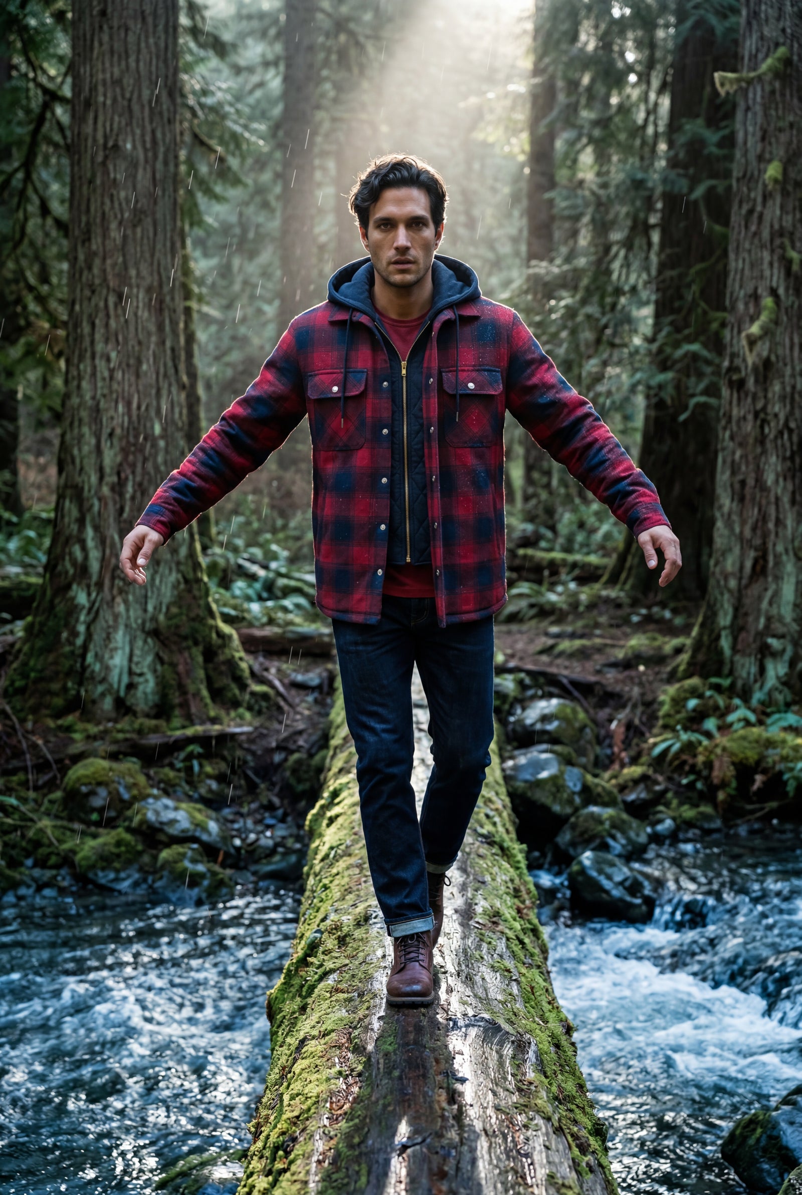 Red Large Check Pattern Hooded Flannel Jacket - Hooded jackets - Photo 19