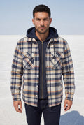 Beige Large Check Pattern Hooded Flannel Jacket - Hooded jackets - Photo 21