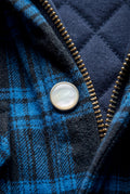 Blue Large Check Pattern Hooded Flannel Jacket - Hooded jackets - Photo 5