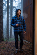Blue Large Check Pattern Hooded Flannel Jacket - Hooded jackets - Photo 8