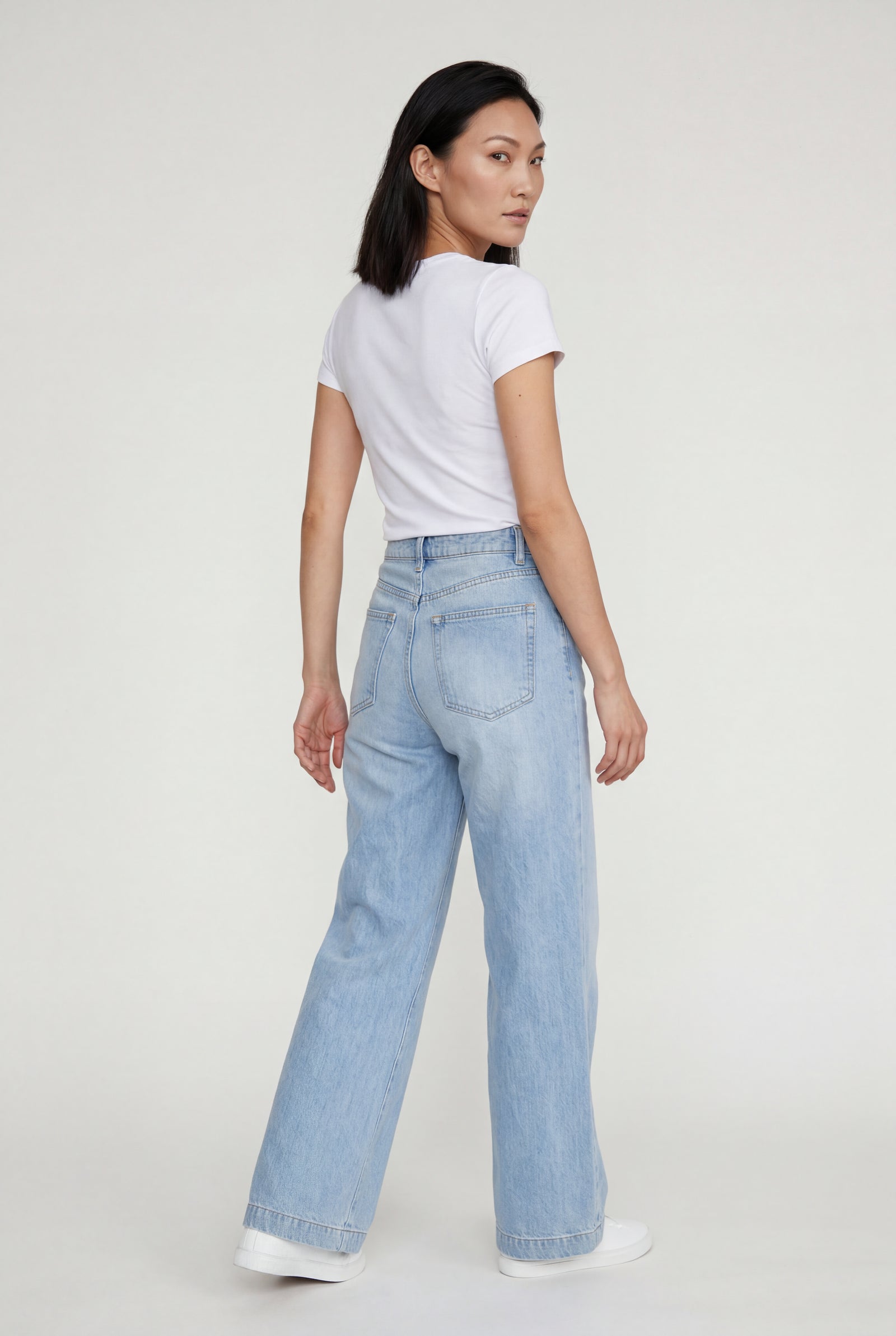 Blue Light Blue High-rise Wide Leg Jeans - Photo 2