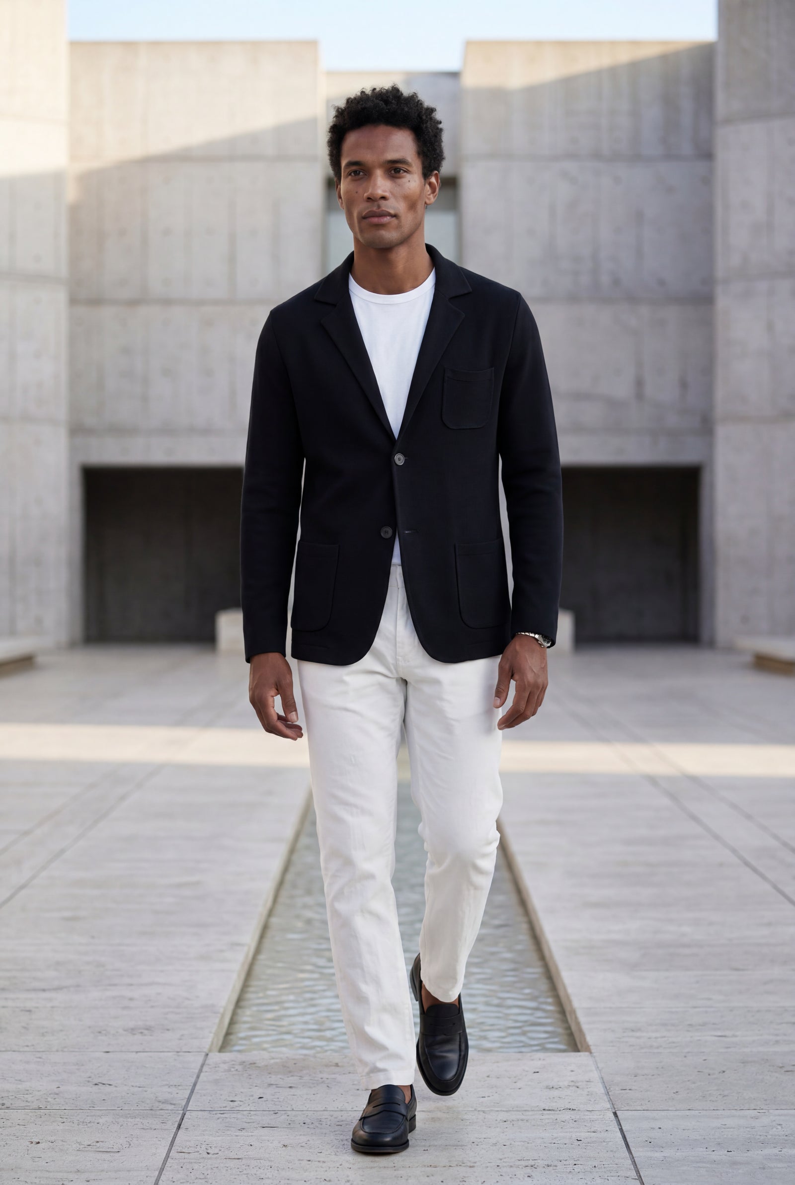 Black Lightweight Unstructured Slim Fit Casual Blazer - Photo 12