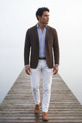 Brown Lightweight Unstructured Slim Fit Casual Blazer - Photo 27