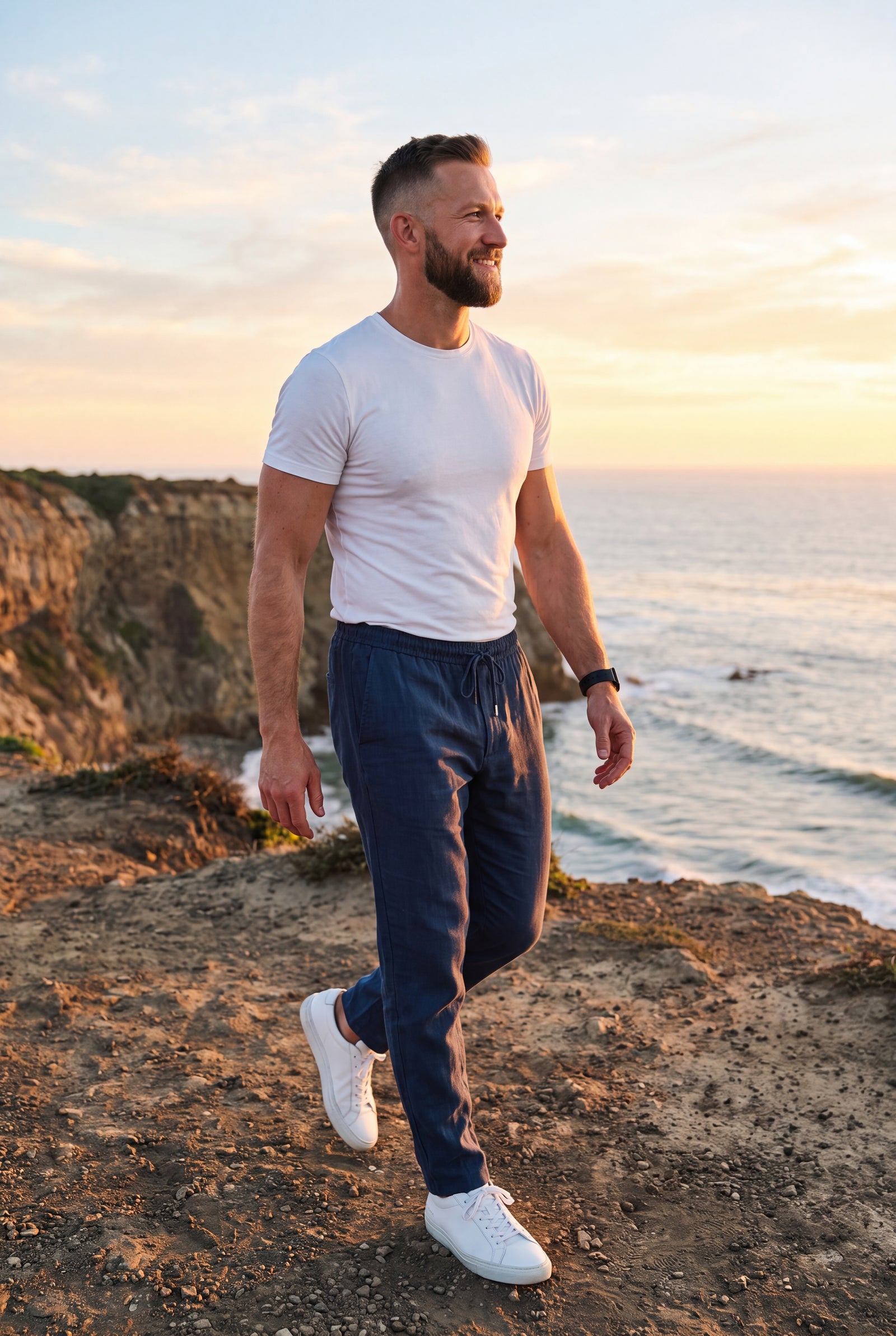 Men Pants Slim Fit Elastic Waist in Blue — lifestyle adventure