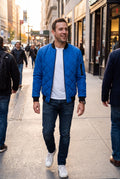 Men's Jacket Diamond Pattern in Blue — lifestyle outdoor