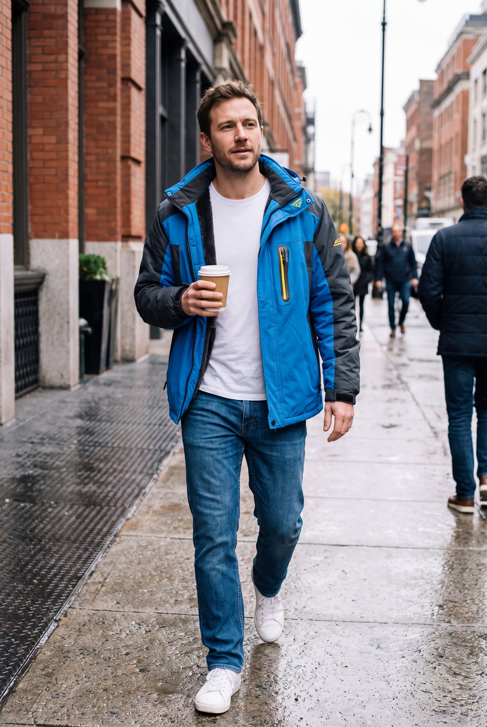 Men's Jacket Oversized Fleece in Blue — weekend coffee run