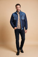 Men's Jacket Quilted Slim Fit in Blue — studio full