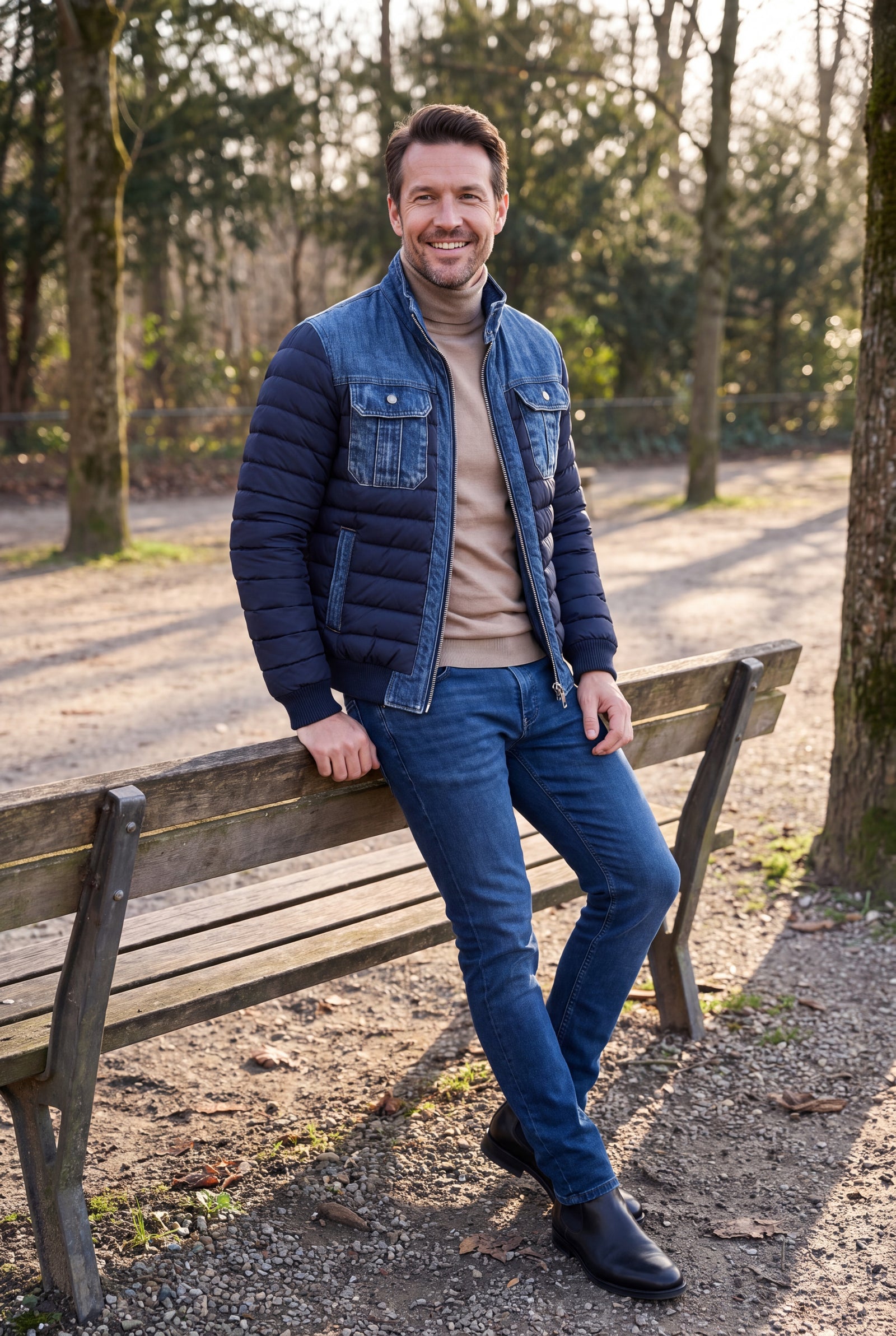 Men's Jacket Quilted Slim Fit in Blue — ugc candid