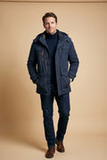 Men's Parka Thick Hooded in Blue — studio parka full