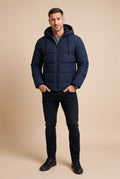 Men's Puffer Jacket Hooded Insulated in Blue — studio