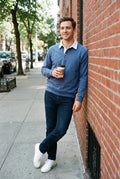 Men's Sweater Collared Regular Fit in Blue — secondary lifestyle