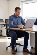 Men's Sweater Half-Zip Stand Collar in Blue — lifestyle office