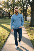 Men's Sweater Long Sleeve Waffle in Blue — lifestyle shot
