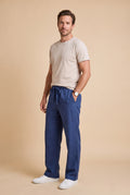 Men's Trousers Wide Leg Drawstring in Blue — studio full body