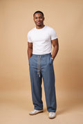 Men's Trousers Wide Leg Drawstring in Blue — studio primary