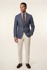 Blue Men's Windowpane Check Tailored Slim Fit Blazer - Tailored blazer - Photo 1
