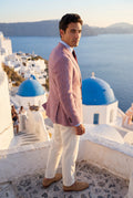 Pink Men's Windowpane Check Tailored Slim Fit Blazer - Tailored blazer - Photo 10