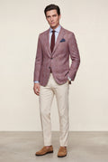 Pink Men's Windowpane Check Tailored Slim Fit Blazer - Tailored blazer - Photo 12