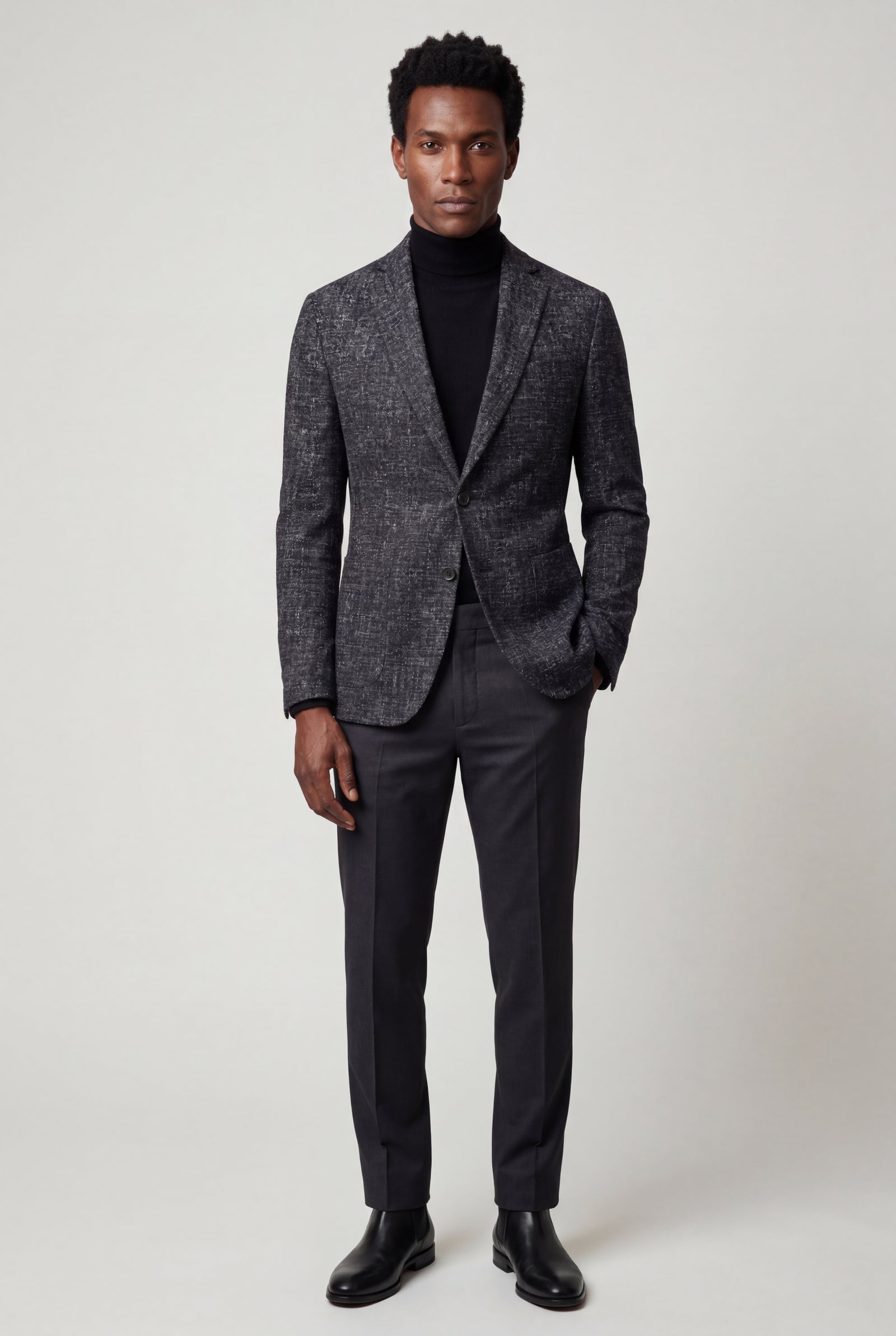Black Men's Windowpane Check Tailored Slim Fit Blazer - Tailored blazer - Photo 14
