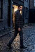 Black Men's Windowpane Check Tailored Slim Fit Blazer - Tailored blazer - Photo 16