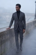Black Men's Windowpane Check Tailored Slim Fit Blazer - Tailored blazer - Photo 19