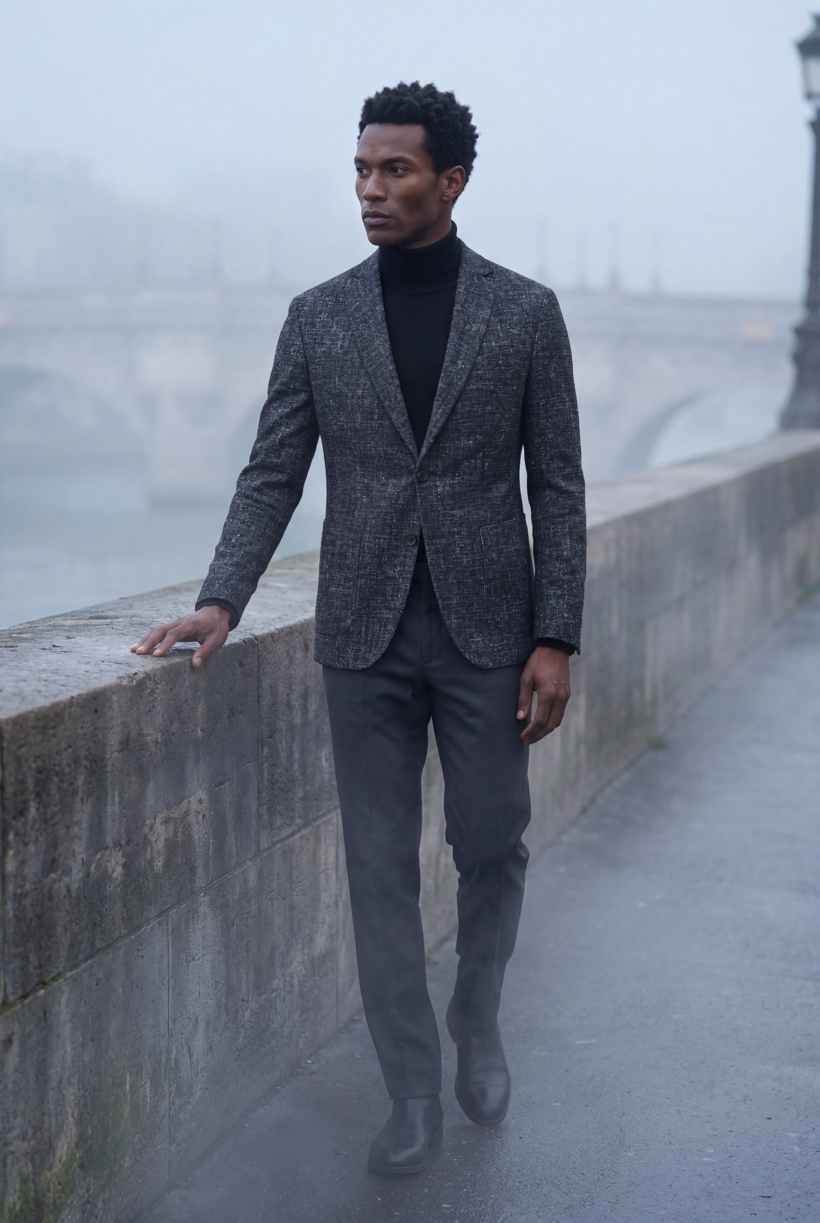 Black Men's Windowpane Check Tailored Slim Fit Blazer - Tailored blazer - Photo 19