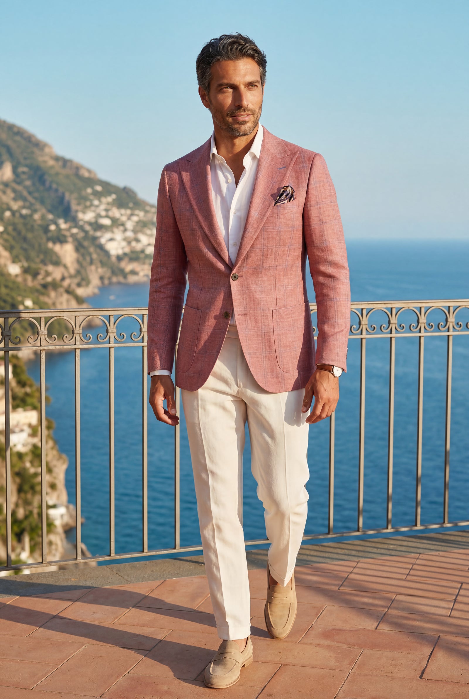 Pink Men's Windowpane Check Tailored Slim Fit Blazer - Tailored blazer - Photo 22