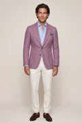 Pink Men's Windowpane Check Tailored Slim Fit Blazer - Tailored blazer - Photo 4