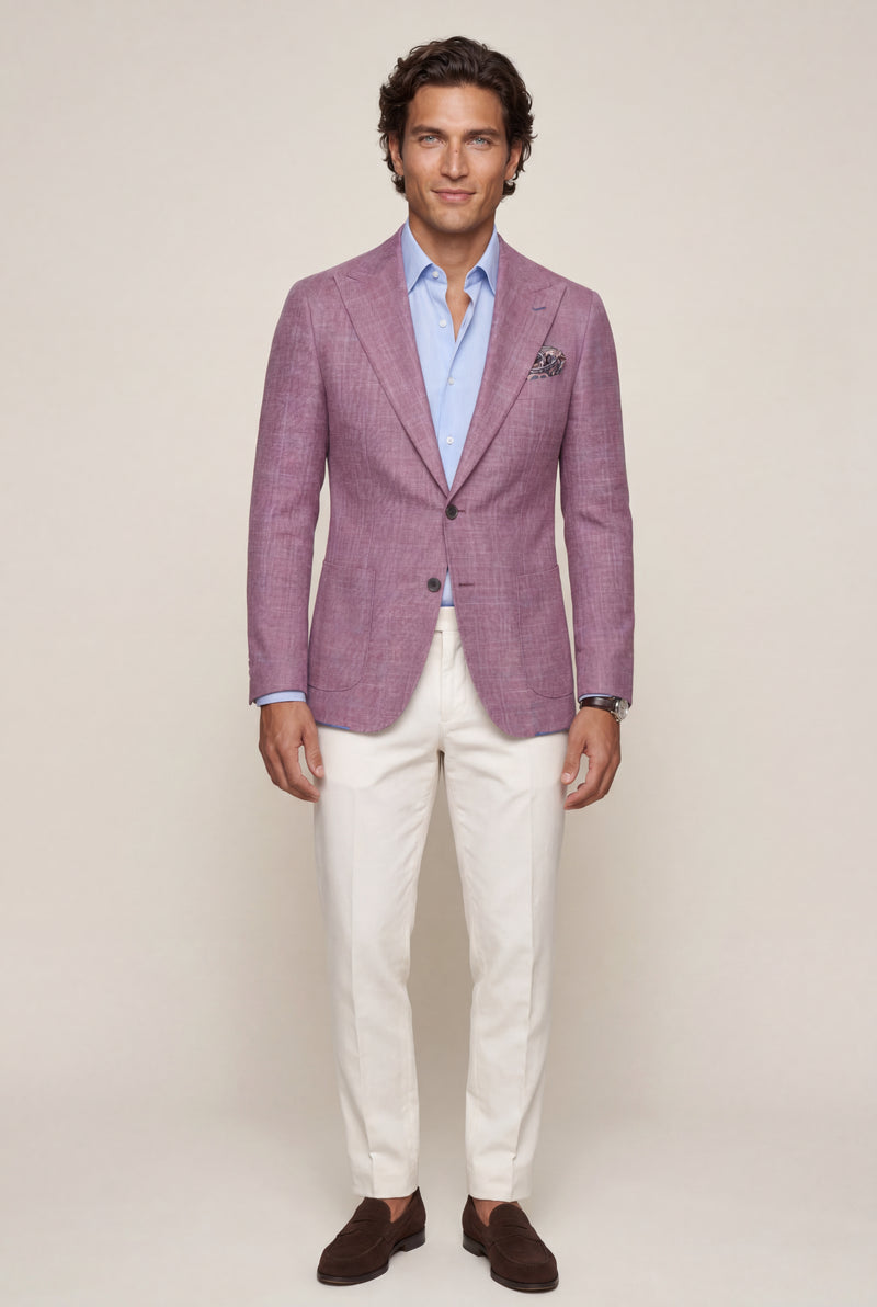 Pink Men's Windowpane Check Tailored Slim Fit Blazer - Tailored blazer - Photo 4