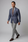 Blue Men's Windowpane Check Tailored Slim Fit Blazer - Tailored blazer - Photo 5