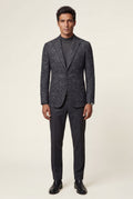 Black Men's Windowpane Check Tailored Slim Fit Blazer - Tailored blazer - Photo 6