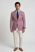 Pink Men's Windowpane Check Tailored Slim Fit Blazer - Tailored blazer - Photo 7