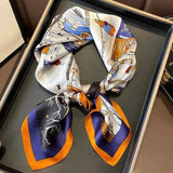 Blue Navy Cityscape Print -feel Square Scarf with Bold Border - Scarves - Photo 3
