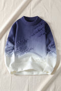Ombre Gradient Knit Sweater in Blue — studio front