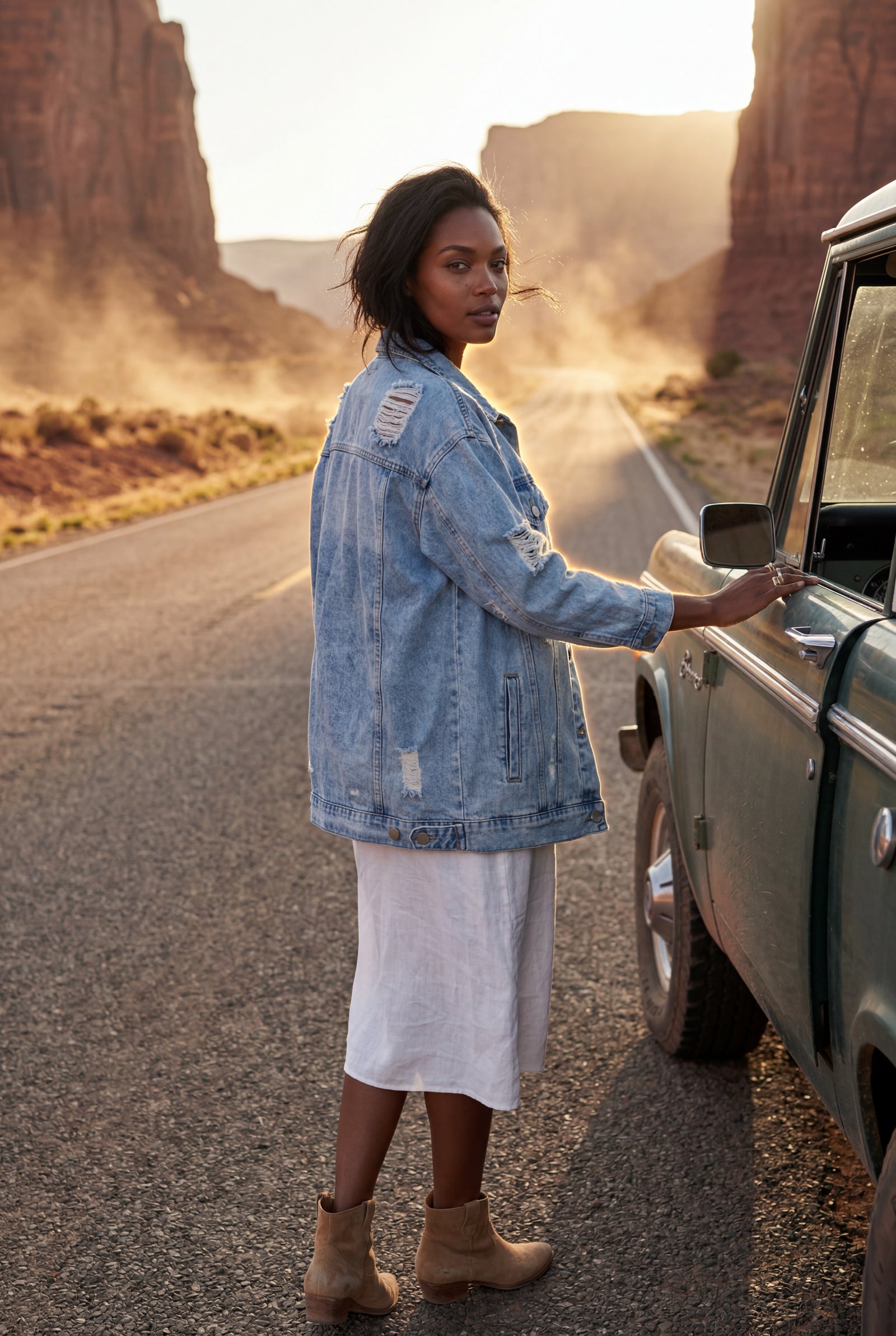Blue Oversized Distressed Light Wash Jacket - Denim jacket - Photo 6