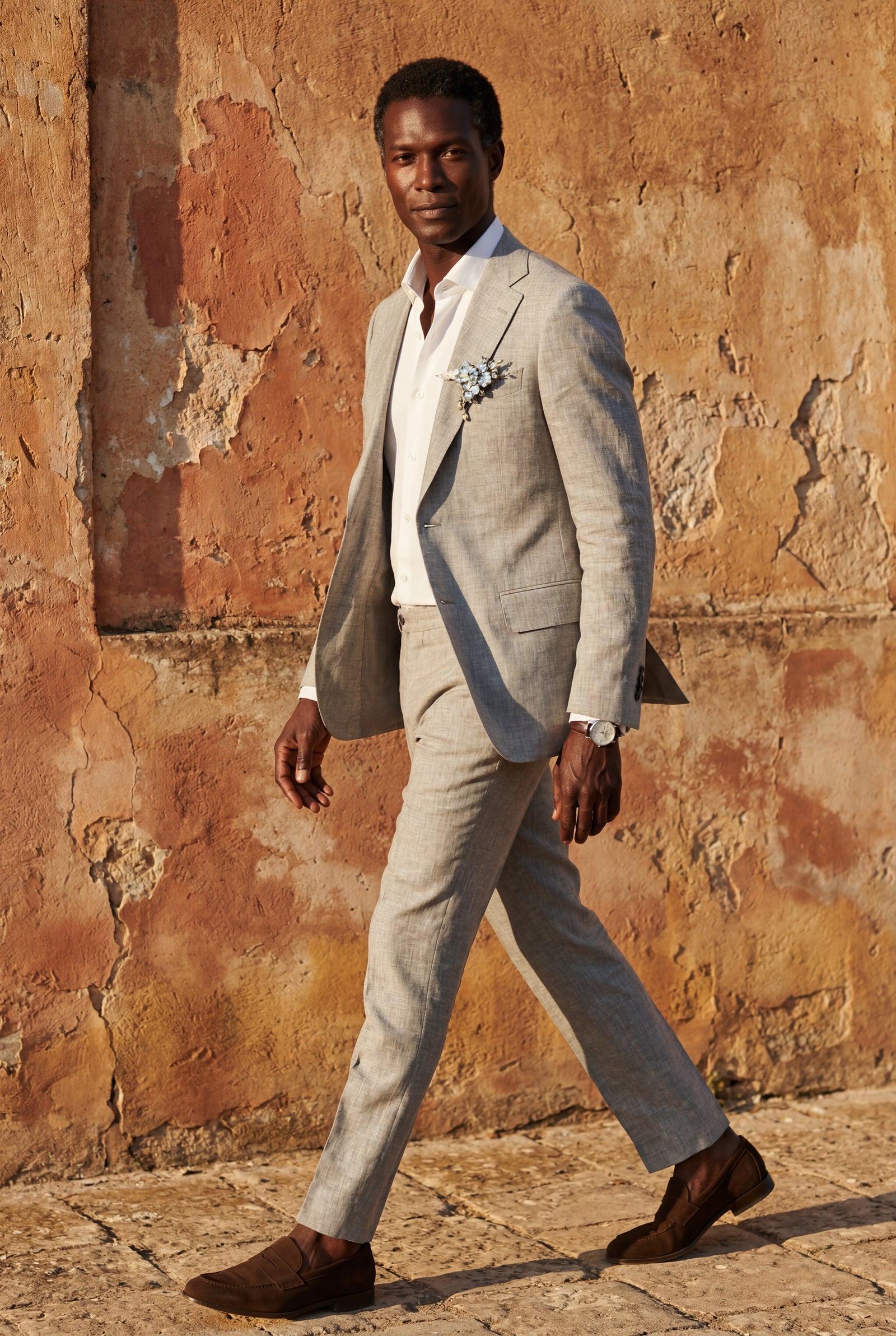 Gray Pastel Slim Fit Two-piece Suit with Notched Lapel - Two-piece suits - Photo 14