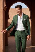Dark Green Pastel Slim Fit Two-piece Suit with Notched Lapel - Two-piece suits - Photo 20