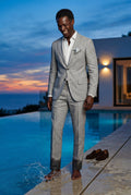 Gray Pastel Slim Fit Two-piece Suit with Notched Lapel - Two-piece suits - Photo 21