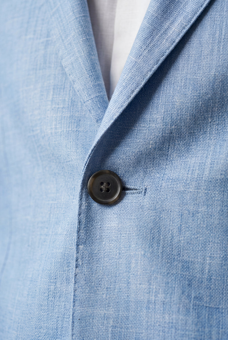 Blue Pastel Slim Fit Two-piece Suit with Notched Lapel - Two-piece suits - Photo 4