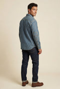 Blue Pinstripe Button-up Shirt with Chest Pockets - Denim shirts - Photo 3