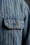 Blue Pinstripe Button-up Shirt with Chest Pockets - Denim shirts - Photo 5