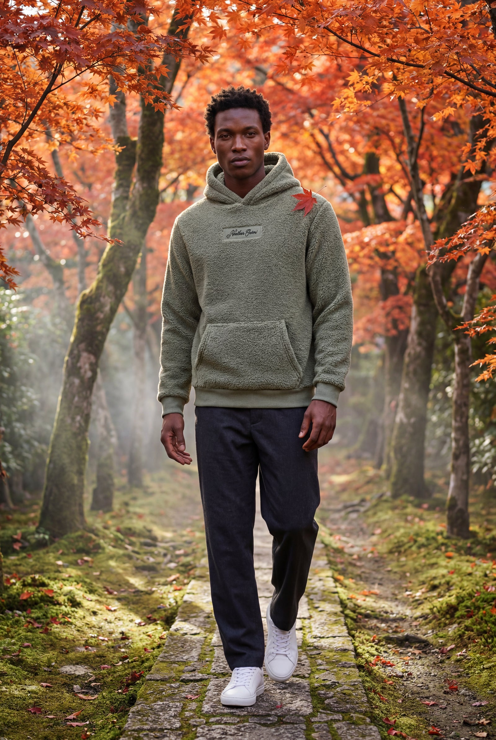 Olive Plush Relaxed Fit Hoodie with Kangaroo Pocket - Photo 14